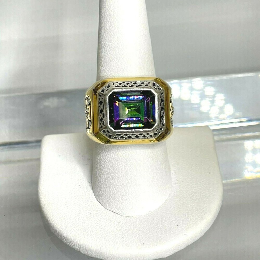 Bradford Exchange Legend of Ireland 5 ct Mystic Topaz Ring Sterling/18k GP